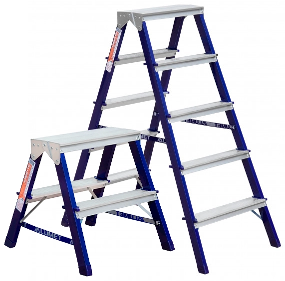 Стремянка двухсторонняя стальная 150 кг, 3.2 м, 2х5 ст. (сер. 205/8205)